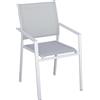 - Sedia da giardino con braccioli impilabile alluminio e txt grigio chiaro