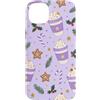 Cute Christmas & Cozy Winter Xmas Patter Custodia per iPhone 14 Plus Lavanda Lilla Viola Caffè Latte Natale Pattern