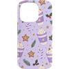 Cute Christmas & Cozy Winter Xmas Patter Custodia per iPhone 14 Pro Lavanda Lilla Viola Caffè Latte Natale Pattern