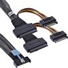 InLine Cavo PCIe 5.0 MCIO x8 a 2X SFF-8639 U.2, 1 m | Alimentazione SATA separata per unità, circa Cavo di alimentazione da 15 cm, per server, stazioni di lavoro e sistemi di