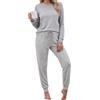 Litherday Pigiama Donna Invernale in Cotone Lungo Pantaloni a Righe Tasche | Cotone elasticizzato, maglia lunga e pantaloni a righe con tasche e coulisse, facile lavaggio, per dormire, casa e relax