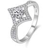 Uloveido WX022 - Anello quadrato da donna placcato platino, taglio ovale, con diamante simulato e Ottone, 52 (16.6), colore: Wx023, cod. WX023-size6