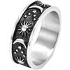 Whoiy Anello di Matrimonio Sole E Luna, Anelli Fidanzto Oro Nero Anelli Fedi Nuziali Fascia Acciaio Incisione
