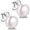 Silvora Orecchini Clip da Donna Bianco Perle d'Acqua Dolce Perla 925 Sterling Orecchini Barocchi Perla 4/6/8/10 mm Gioielli Regalo Mamma Ragazza Fidanzata Festa della Mamma