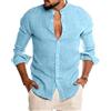 shownicer Uomo Camicia in Lino Slim Fit Estate Elegante Casual Maniche Lunghe Camicie Spiaggia Regular Fit Uomo Colore Puro Classico Lavoro Shirts