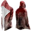 Bauzuoyo Costume di Halloween da uomo spaventoso, felpa con cappuccio, cappotto motivo schizzi di sangue, abbigliamento medievale, giacca stampata con sangue, costume cosplay con tasche, cardigan