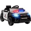 AIYAPLAY Auto elettrica della polizia 12 V per bambini con telecomando, sirena e luci, nero | Aosom Italy