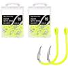 YYlingx 100 ami da pesca fluorescenti a forma di polipo, in acciaio ad alto tenore di carbonio, con becco sfalsato, dimensioni da 5 a #10, per pesca d'acqua dolce e salata, pesce gatto, tonno, glaucomi, trota