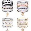 KINBOM 28 Pezzi Bracciali Preppy, Bracciale Perline Colorate Bracciali y2k Estetica Fatta a Mano Set Braccialetti Heishi Elasticizzati Bracciali Boho Gioielli da Spiaggia Estivi per Donne Adolescenti