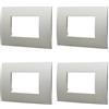ZOREI 4 Pezzi Placca Compatibile Con Vimar Arke, Placche In Plastica (3 Posti/Moduli,Silver)