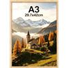 Ditwis Cornice A3 Color Naturale, per 29,7x42 cm Certificati, Foto, Documenti, Poster e Puzzle, Portafoto da Parete per Casa, Ufficio e Gallerie