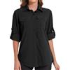Tuopuda Camicia Donna Estiva UPF 50+ Camicetta Protezione Solare Maglietta a Manica Lunga Safari Blusa con Bottone Traspirante per Pesca Escursionismo Mare Spiaggia Piscina