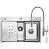 CECIPA Lavello con Arco Rubinetto Molla, 70x45 cm Lavandino Cucina 1 Vasca | Lavello Acciaio Inox con Dispenser Sapone, Vasca Mobile e Tagliere, Sifone e Set di Drenaggio