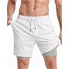 maamgic Costume Uomo Mare 2-in-1 Asciugatura Rapida Slip Interno | Tessuto elasticizzato in quattro direzioni, Pantaloncini da bagno 2 in 1, con tasche con cerniera, per Spiaggia Sportivi
