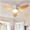 ZOMLBOF 36 in ABS Effetto Legno Lampadario a Ventola da Soffitto LED | 3 Pale Dimmerabile,Tempistica,Ventilatore da Soffitto con Luce e Telecomando,Motore DC Silenzioso,Camera da Letto Soggiorno