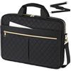 vsshe Borsa del Portatile, 15.6 Pollici Cartella per Laptop, Borsa da Lavoro Donna Impermeabile, Borsa Computer Grande con Tasche e Divisori Interni Imbottiti, con Tracolla, per Ufficio, Scuola, Nero