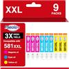 paeolos PGI-580XXL CLI-581XXL Cartucce di inchiostro compatibili per Canon PIXMA TS6150 TS6151 TS6250 TS6251 TS8150 TS8151 TS8250 TS8251 TS8252 TS8350 TS9150 TR7550 TS705 TR8550 TS9550