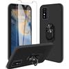 JDXHFF Cover Compatibile con ZTE Blade L9 (5.0") Nero | e Staffa Girevole a 360° e Pellicola Protettiva in Vetro Temperato - Custodia Morbido Silicone Protettivo TPU Case Black