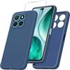 JDXHFF Cover Compatibile con Honor X8c (6.7") Blu | e 1 Pezzi Pellicola Protettiva in Vetro Temperato - Blu Morbido Silicone Custodia Protettivo TPU Protezione Case Blue