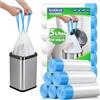XUXRUS Sacchetti Spazzatura 5L Bianchi Con Nastro E Manico, 90Pz | Sacchetti Resistenti Per Piccoli Cestini Interni, Ideali Per Bagno E Ufficio Con Facile Chiusura