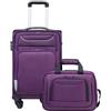 COOLIFE Valigia Cabina Morbida Trolley 58cm e 1 Borsa a Tracolla Grande | Valigia Cabina Morbida TSA & 4 Ruote Spinner, ultraleggera, 1200D idrorepellente - Viaggio Aereo & Affari