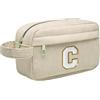 Toozen Borsa per cosmetici per donna Personalizzata Iniziale, Pochette Trucchi Viaggio con Tasca Interna, Trousse Trucchi Organizer Cosmetici, Regalo Compleanno Natale Ideale per Donne Ragazze Amic BeigeC