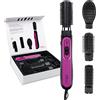 ELISON Spazzola Elettrica Lisciante Asciugacapelli, 4 in 1 Multifunzione, Spazzola Ad Aria Calda, Temperatura Regolabile e Custodia Morbida in dotazione, Colore Nero/Fucsia