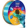 OVERTURE Filamento Seta PLA 1,75 mm Verde-Blu 1kg Silk PLA Bicolore | Transizione bicolore - Riflessi luminosi serici - Estrusione uniforme - ±0,02 mm - per Stampante 3D FDM