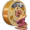 OVERTURE Filamento Seta PLA 1,75 mm Magenta-Oro 1kg Silk PLA Bicolore | Transizione bicolore - Riflessi luminosi serici - Estrusione uniforme - ±0,02 mm - per Stampante 3D FDM