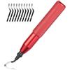 Flintronic Sbavatore Attrezzi Set, 1 Maniglia in Plastica+11 Lame(Rosso) | Punta da Trapano per Piastrelle, per Piastrelle di Ceramica, Mattoni, Plastica, Cemento, Legno, Vetro