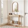 AQIMUELE Tavolo consolle in legno con cassetti, 24,8 cm, per ingresso, corridoio, foyer, soggiorno, 24,8 x 100 x 80 cm (legno naturale)