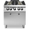 Cucina a gas professionale 4 fuochi con forno a gas statico - 44 kW - 80x90x87 cm