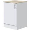 Dmora Mobile 1 anta Fombio, Armadietto verticale, Modulo contenitore, Base cucina compatta, 60x60 h90 cm, Bianco e Rovere