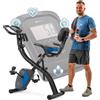 Hop-Sport cyclette pieghevole 3 in 1 HS-3010x Grix con bande di resistenza, display LCD e sensori di frequenza cardiaca - ergometro con 8 livelli di resistenza