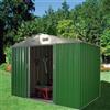 4F GROUP Casetta da giardino in acciaio verde 1.3 x 1.8 m, spessore parete 2.7 mm, senza pavimento porta scorrevole doppia, 4F GROUP Varna