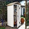 GAROFALO Casetta da giardino in PVC beige 1 x 1 m, superficie esterna 0.93 m² e spessore parete 20 mm, con pavimento e porta ad anta singola, GAROFALO Tuscnay EVO XS