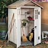 GAROFALO Casetta da giardino in PVC beige 1.3 x 1.4 m, superficie esterna 1.97 m² e spessore parete 20 mm, con pavimento porta a due ante, GAROFALO Tuscnay EVO M