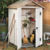GAROFALO Casetta da giardino in PVC beige 1.3 x 1.4 m, superficie esterna 1.97 m² e spessore parete 20 mm, con pavimento porta a due ante, GAROFALO Tuscany M