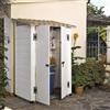 GAROFALO Casetta da giardino in PVC beige 1 x 1.5 m, superficie esterna 1.32 m² e spessore parete 20 mm, con pavimento porta a due ante, GAROFALO Tuscany S