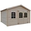 Leroy Merlin Casetta da giardino in legno naturale 3 x 3.7 m, superficie esterna 11.17 m² e spessore parete 28 mm, senza pavimento porta a due ante, Odessa