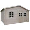 Leroy Merlin Casetta da giardino in legno naturale 3 x 4 m, superficie esterna 12.7 m² e spessore parete 28 mm, senza pavimento porta a due ante, Odessa