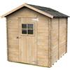 Leroy Merlin Casetta da giardino in legno naturale 1.8 x 2.2 m, superficie esterna 3.88 m² e spessore parete 16 mm, con pavimento e porta ad anta singola, Casetta Pompea