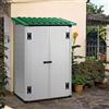 GAROFALO Casetta da giardino in PVC grigio 1 x 1.5 m, superficie esterna 1.32 m² e spessore parete 20 mm, con pavimento e porta a due ante, GAROFALO Tuscany