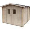 Leroy Merlin Casetta da giardino in legno beige 2.5 x 2.5 m, superficie esterna 6.2 m² e spessore parete 25 mm, con pavimento e porta a due ante, Casetta Silvy Bh25
