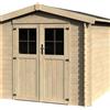 NATERIAL Casetta da giardino in legno naturale 2.5 x 2.5 m, superficie esterna 5.43 m² e spessore parete 19 mm, senza pavimento porta a due ante, NATERIAL Areto