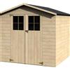 NATERIAL Casetta da giardino in legno naturale 2 x 2 m, superficie esterna 3.87 m² e spessore parete 12 mm, con pavimento e porta a due ante, NATERIAL Durmitor