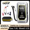 GKFLY 4000A Avviatore di emergenza per auto con compressore d'aria 2000A Caricatore booster portatile Dispositivo di avviamento batteria per pompa d'aria per auto 12V