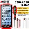 ANENG Tester Digitale Multimetro ANENG AC/DC per Tensione e Corrente con Schermo Grande Retroilluminato 628+B18 Penna Tester di Tensione Professionale