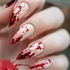 Wowstic Sangue finto Press On Nails Unghie da incollare, medio stiletto | 24 unghie finte per Halloween con effetto sangue, 12 misure, con colla per unghie, unghie in acrilico, per donne e ragazze