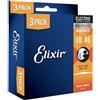 Elixir Strings - Corde per chitarra elettrica Nickel Plated Steel con rivestimento NANOWEB - Elixir corde per chitarra elettrica - Confezione da 3, Light 10-46